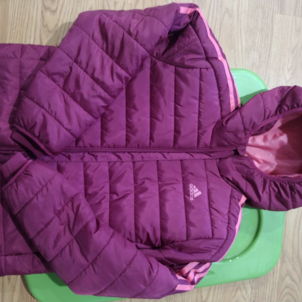 Adidas Plum Quilted Jacket with Pink Highlights